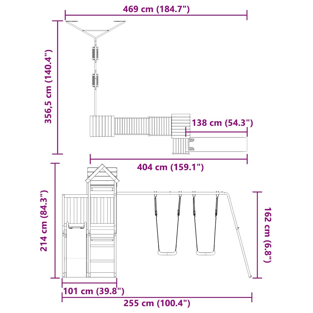 Set da Gioco da Esterno in Legno di Pino Impregnato | homemem39