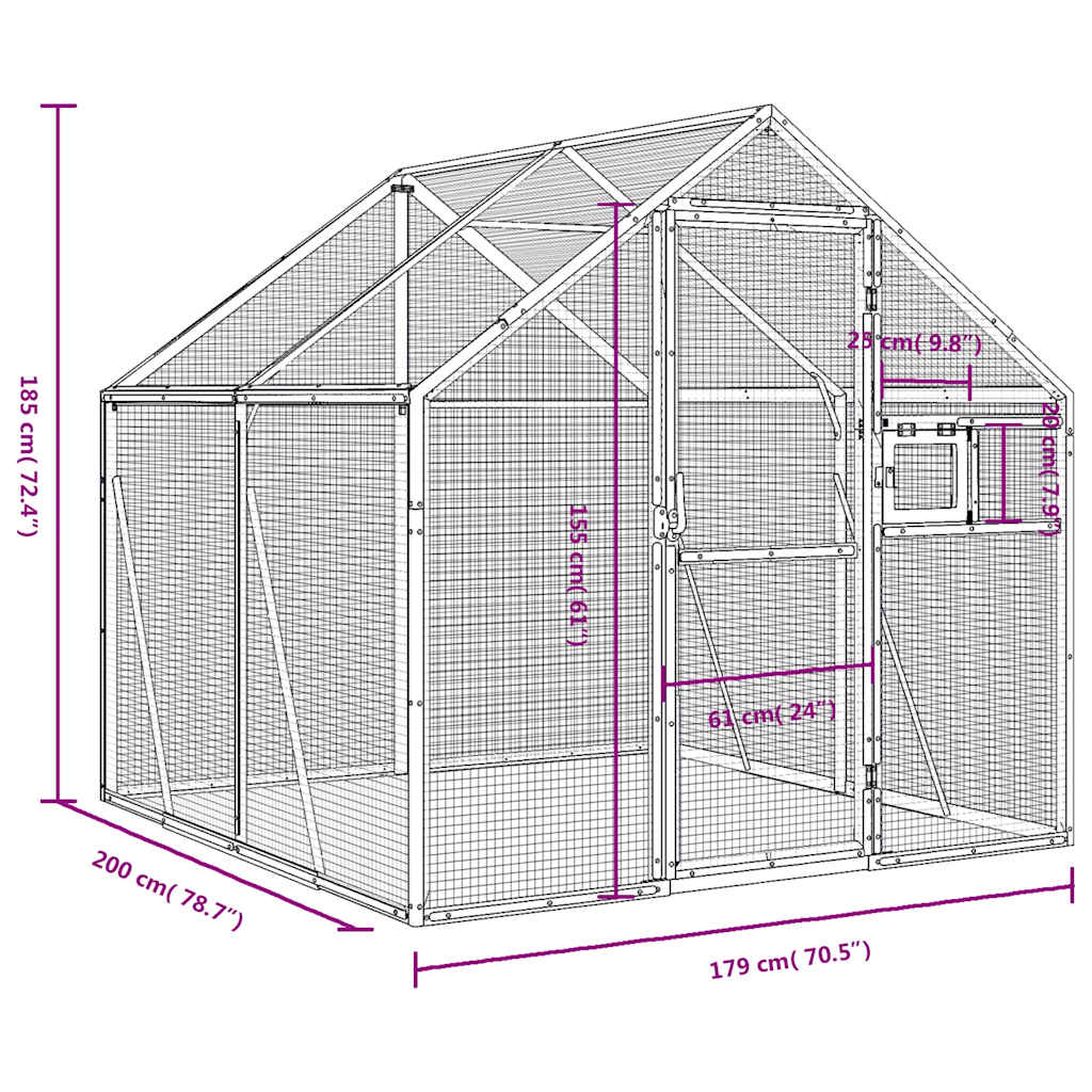 Voliera Antracite 1,79x2x1,85 m in Alluminio | homemem39