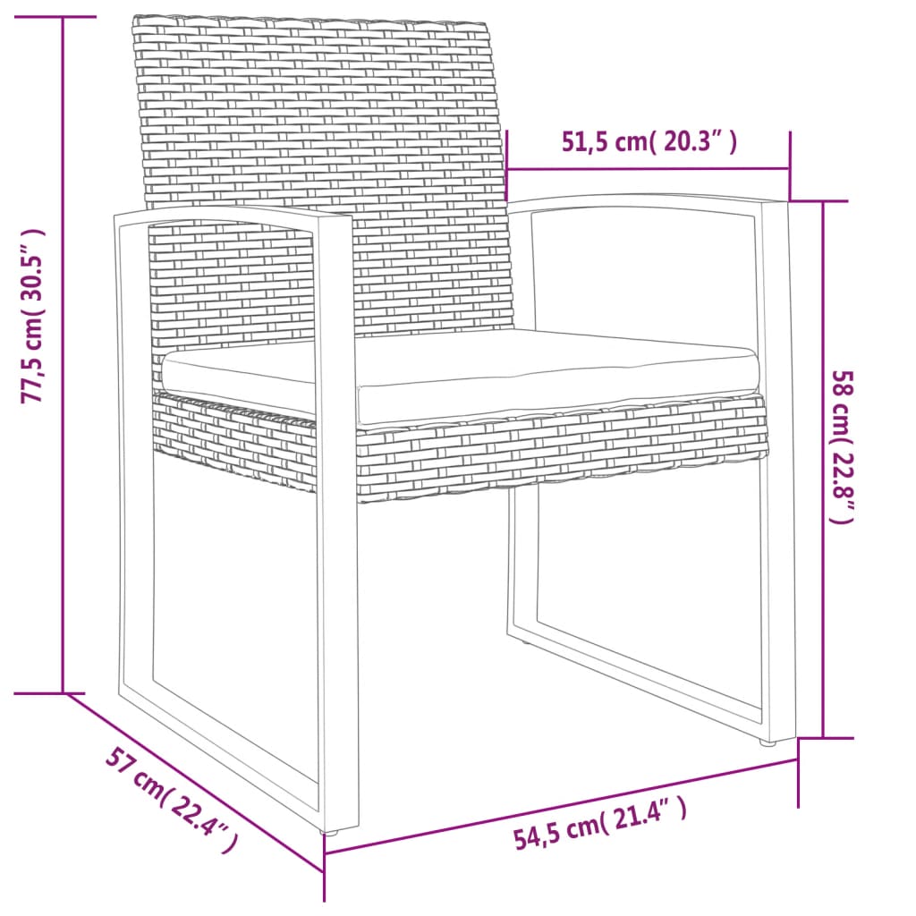 Sedie da Pranzo da Giardino 2 pz Grigio Scuro in Rattan PP | homemem39
