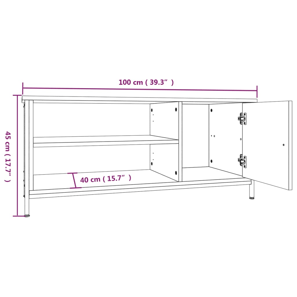 Mobile TV Rovere Fumo 100x40x45 cm in Legno Multistrato