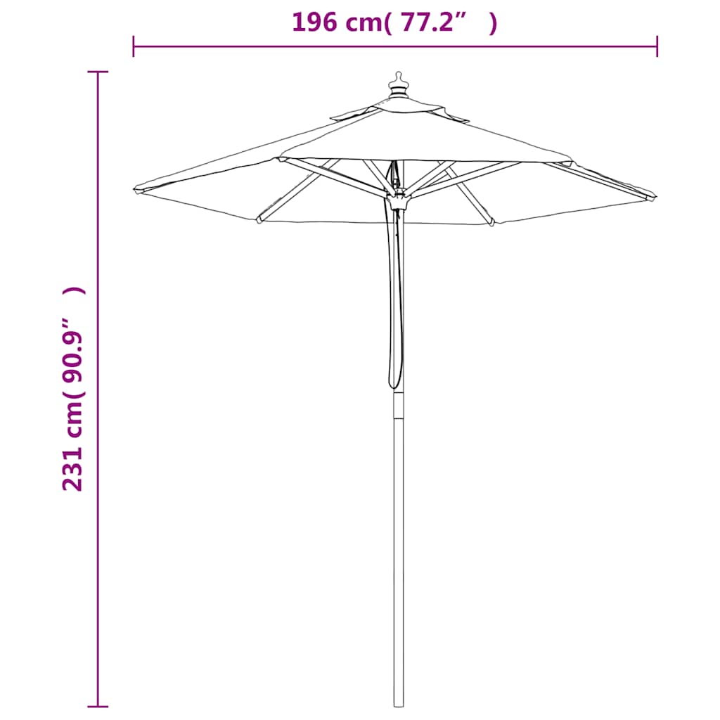 Ombrellone da Giardino con Palo in Legno Nero 196x231 cm | homemem39