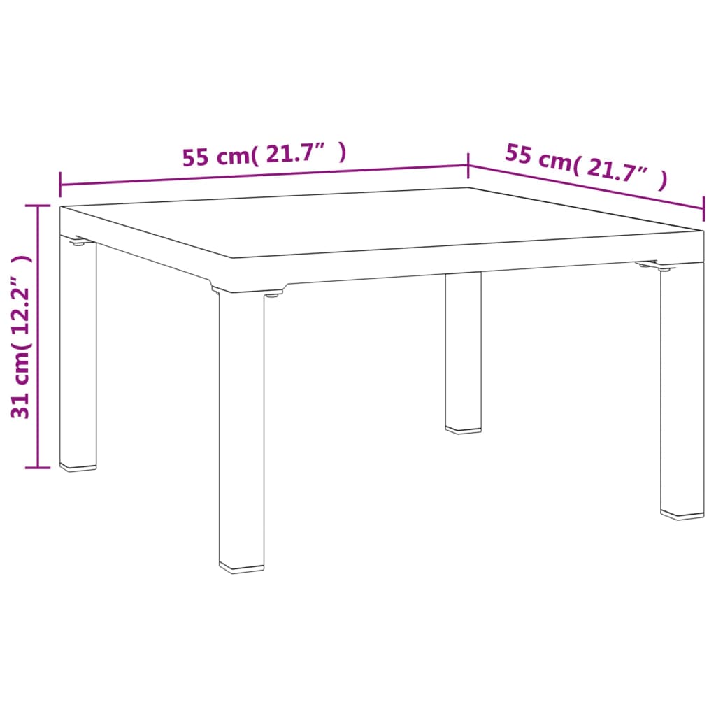 Tavolino da Giardino Grigio 55x55x31 cm DPC e Acciaio | homemem39