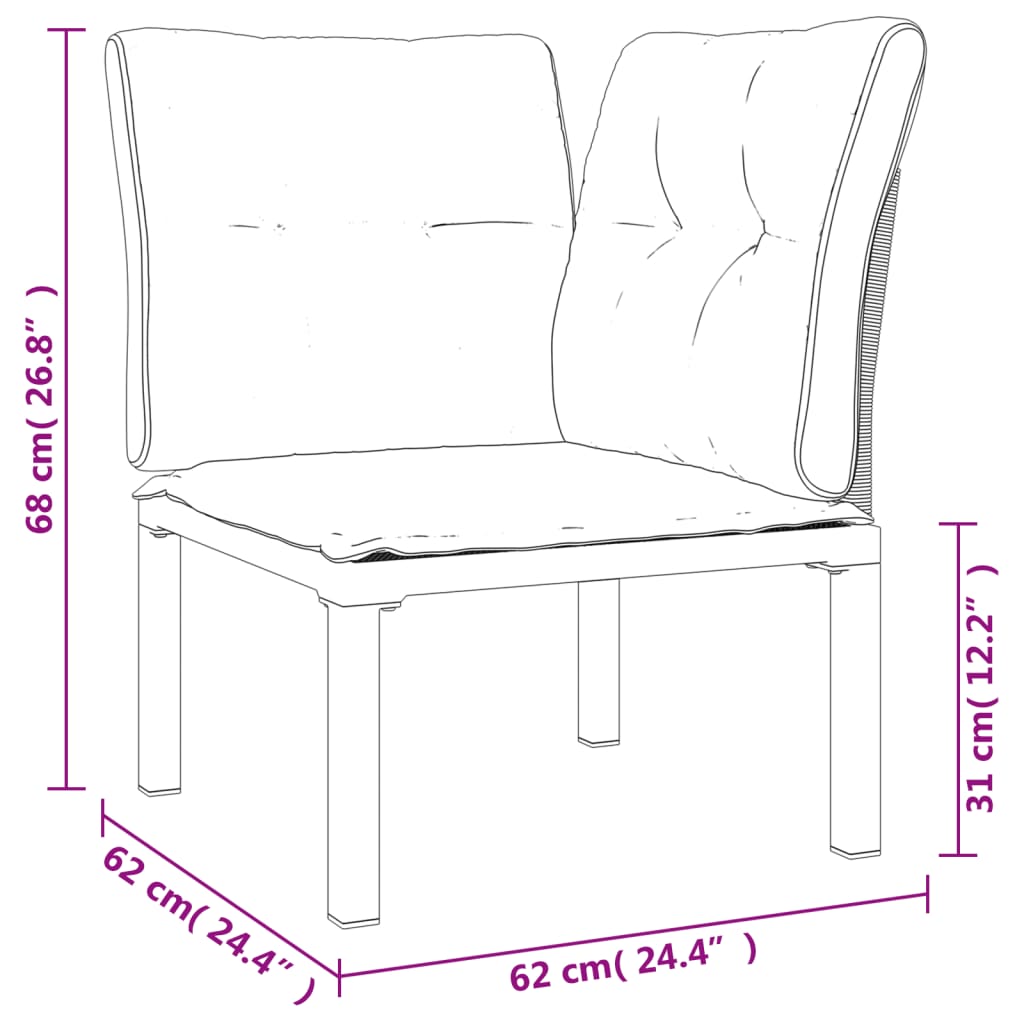 Poltrone Angolari Giardino Cuscini 2pz Polyrattan Nero e Grigio | homemem39