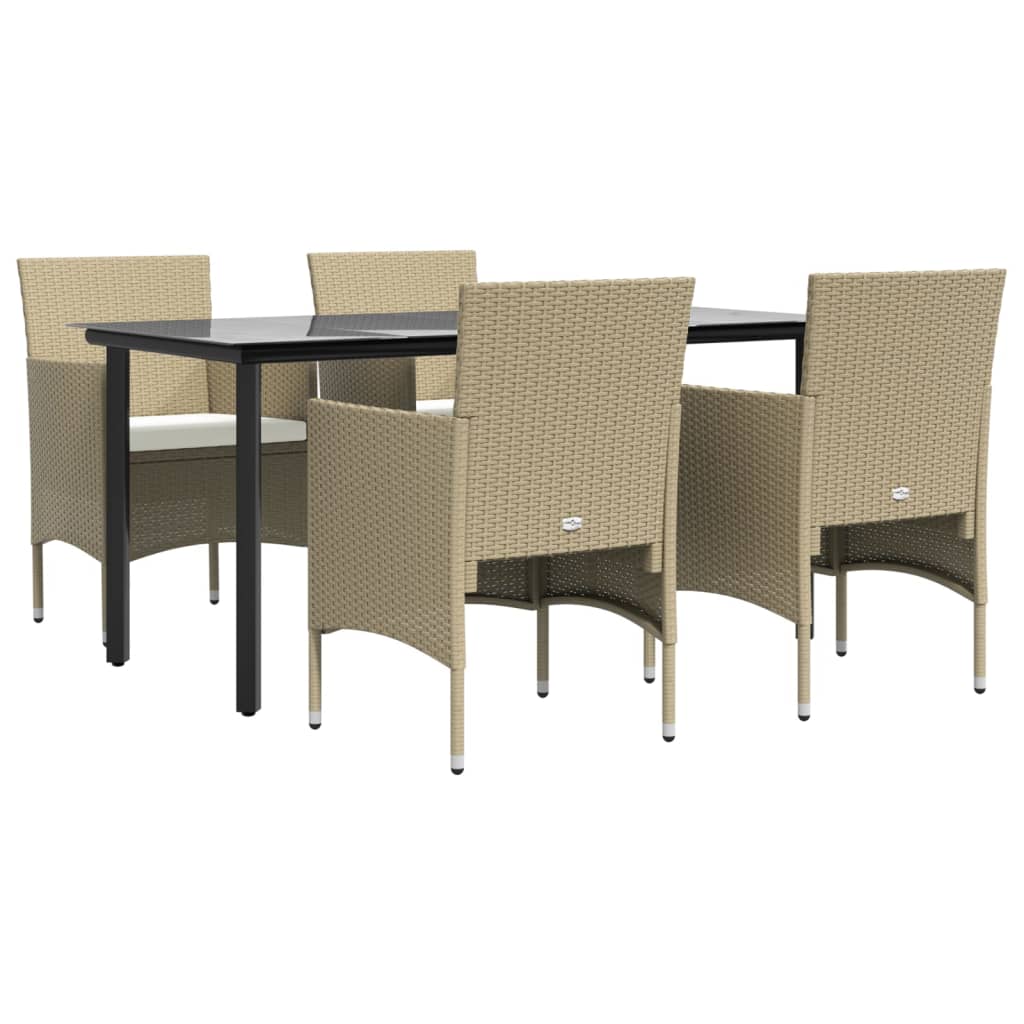Set da Pranzo da Giardino 5 pz con Cuscini Beige e Nero | homemem39