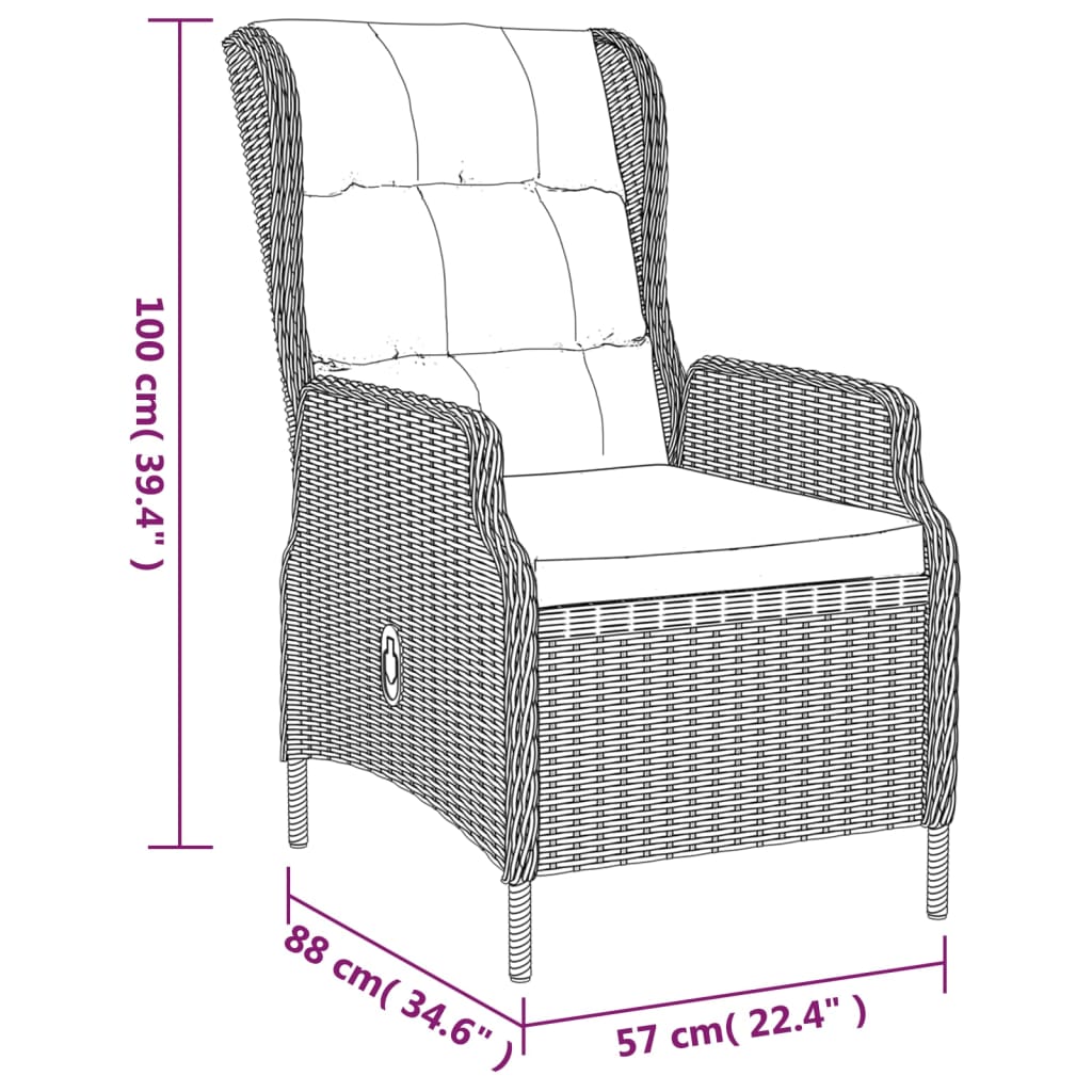 Set da Pranzo da Giardino 7 pz Grigio Chiaro in Polyrattan | homemem39