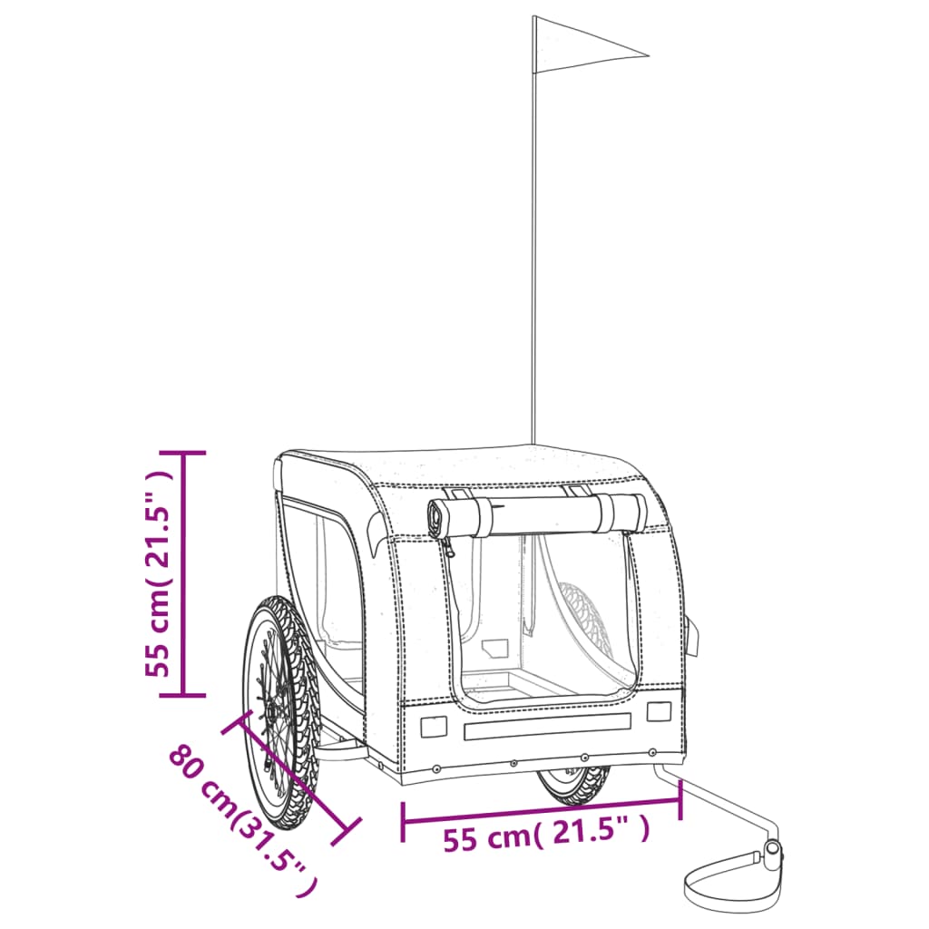 Rimorchio da Bici per Animali Grigio e Nero Oxford e Ferro - homemem39