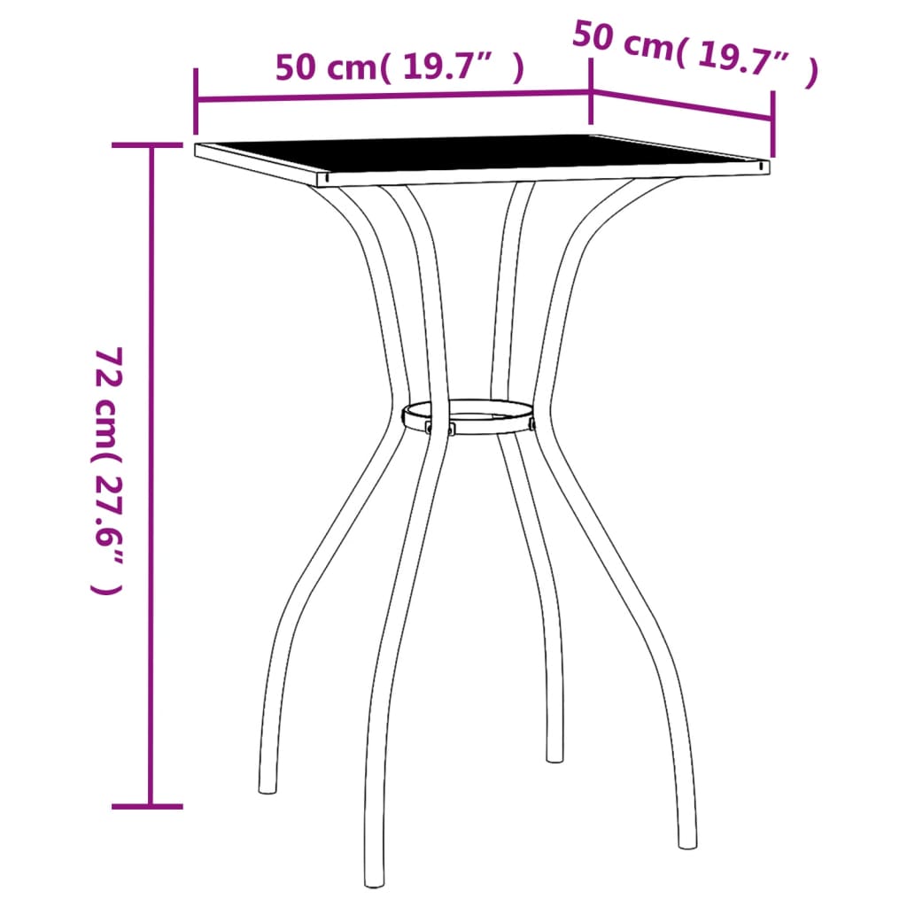 Tavolo da Giardino Antracite 50x50x72 cm Rete d'Acciaio | homemem39
