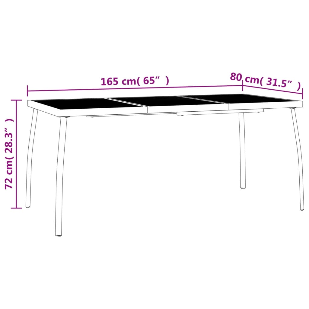 Tavolo da Giardino Antracite 165x80x72 cm Rete d'Acciaio | homemem39