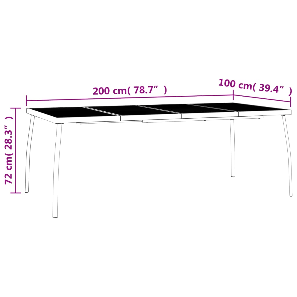 Tavolo da Giardino Antracite 200x100x72 cm Rete d'Acciaio | homemem39