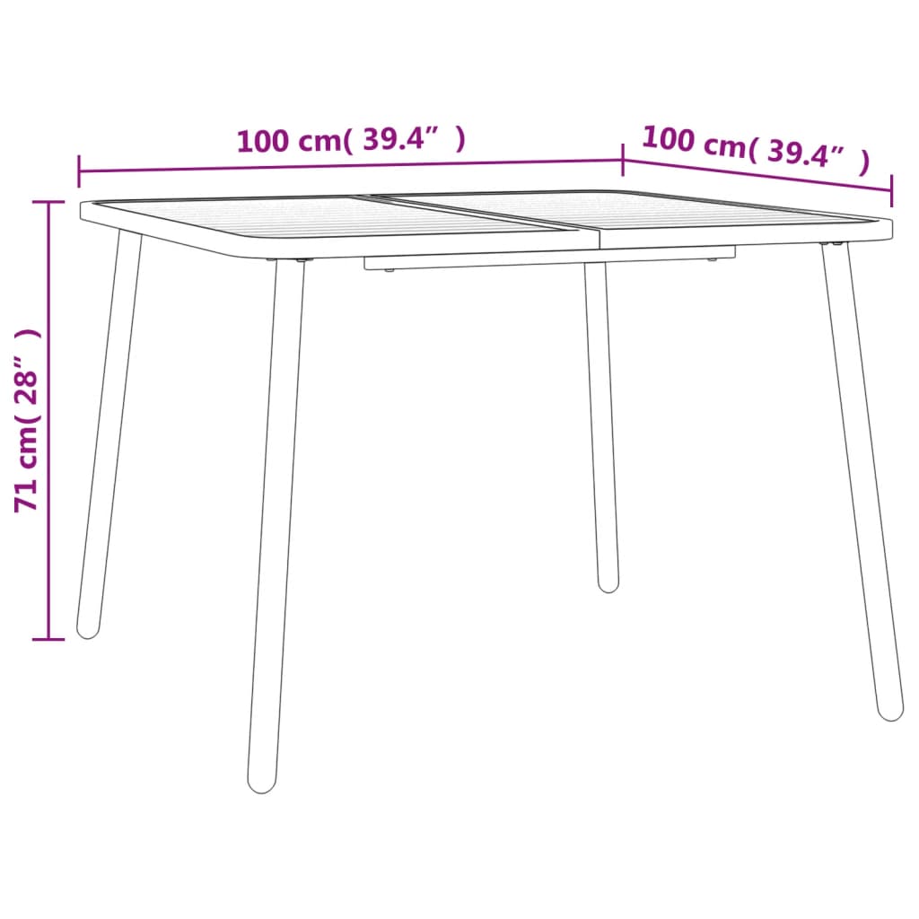 Tavolo da Giardino Antracite 100x100x71 cm Acciaio | homemem39