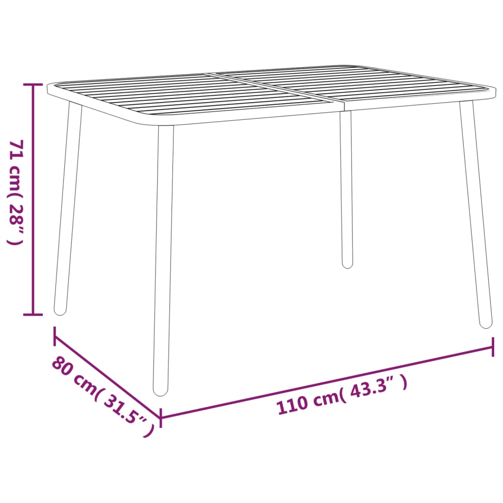 Tavolo da Giardino Antracite 110x80x71 cm Acciaio | homemem39