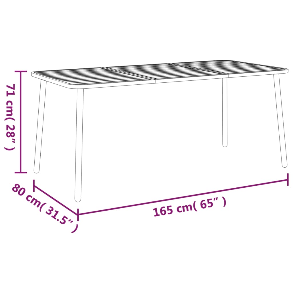 Tavolo da Giardino Antracite 165x80x71 cm Acciaio | homemem39