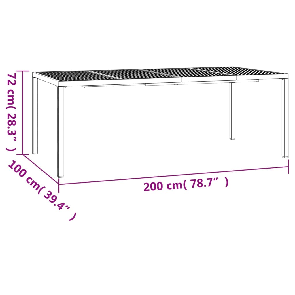 Tavolo da Giardino Antracite 200x100x72 cm Acciaio | homemem39