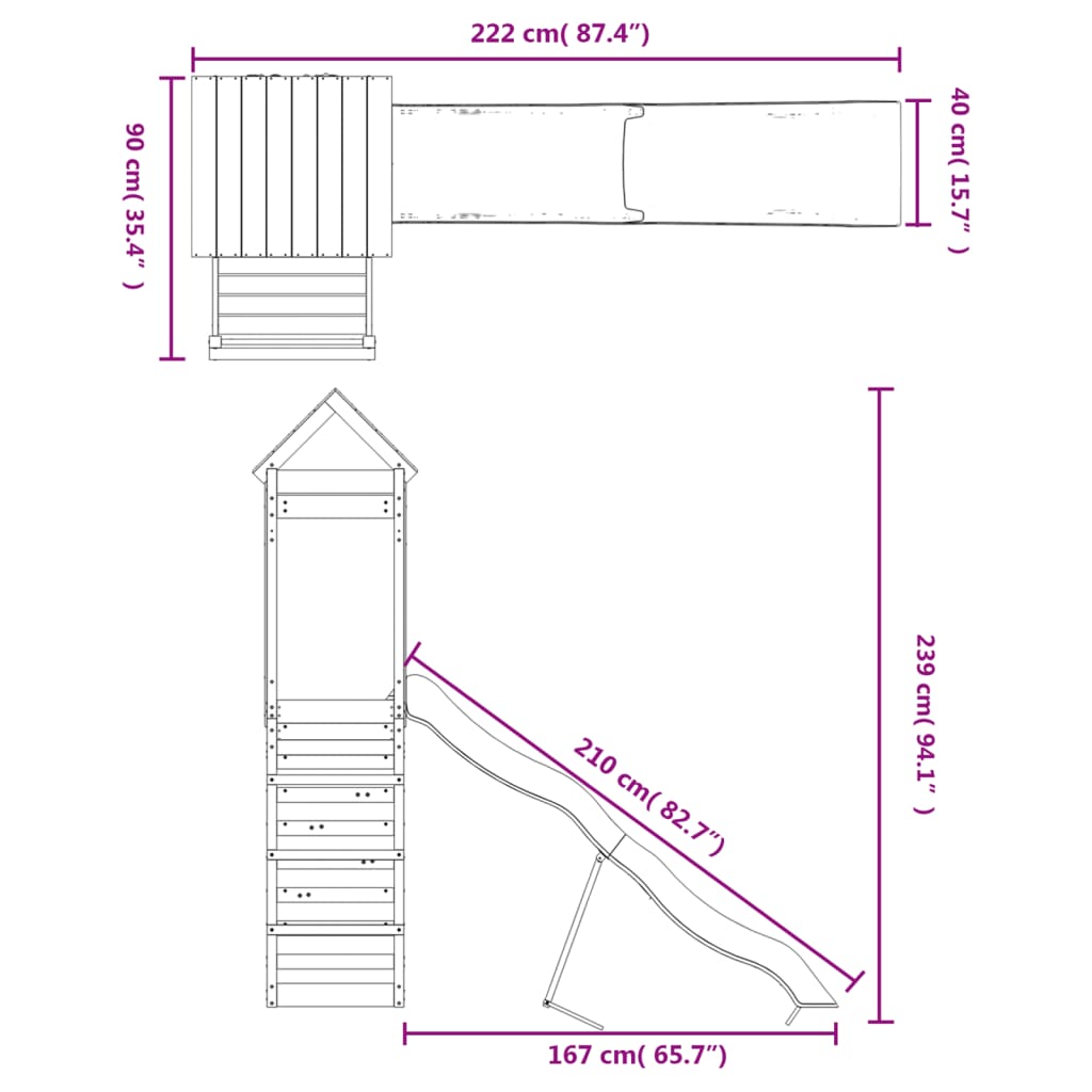 Set da Gioco da Esterno in Legno di Pino Impregnato | homemem39