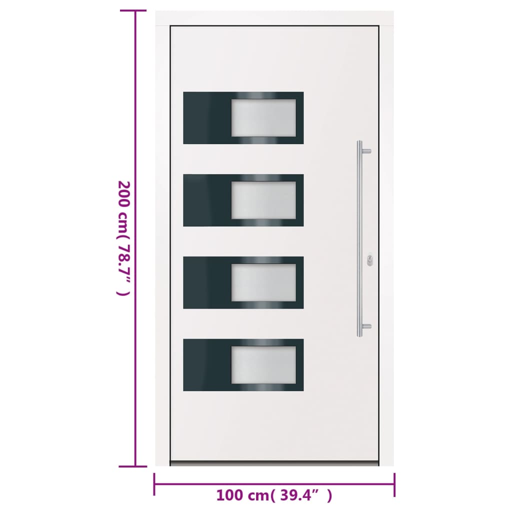 Porta Ingresso Bianca 100x200 cm in Alluminio e PVC | homemem39