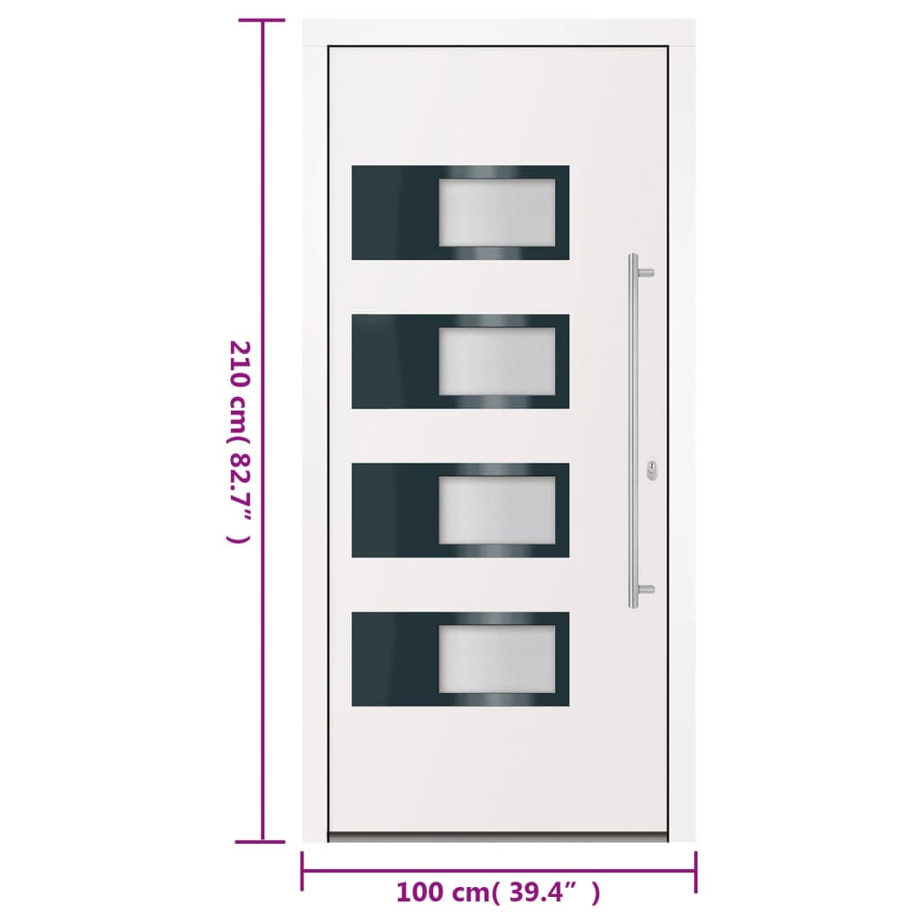 Porta Ingresso Bianca 100x210 cm in Alluminio e PVC | homemem39