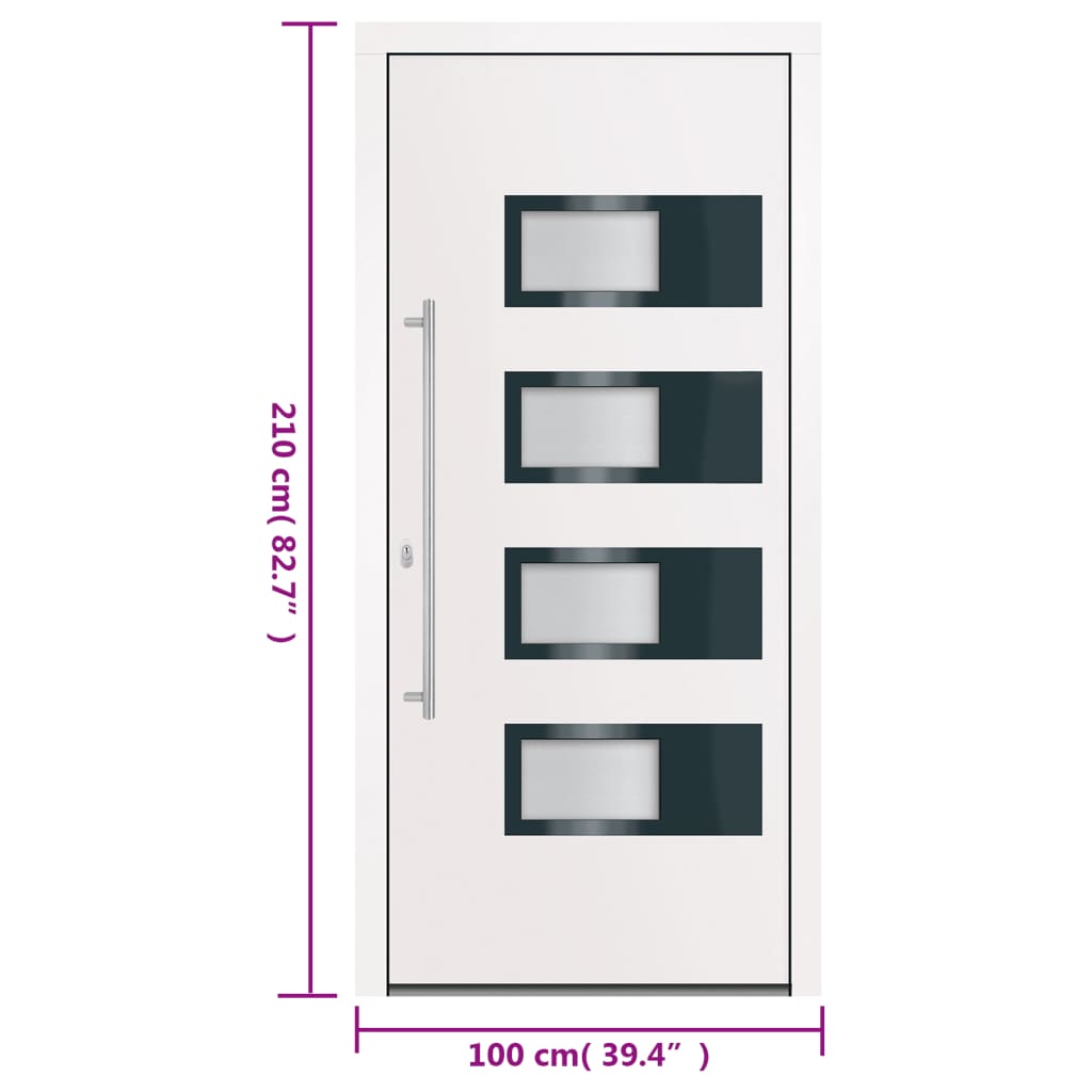 Porta Ingresso Bianca 100x210 cm in Alluminio e PVC | homemem39
