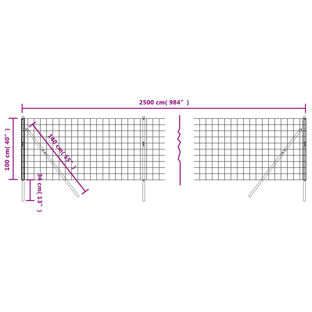 Recinzione Metallica Antracite 1x25 m in Acciaio Zincato | homemem39