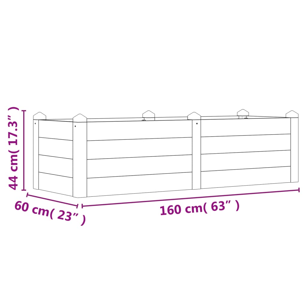 Fioriera Rialzata da Giardino 160x60x44cm Legno Massello Acacia | homemem39