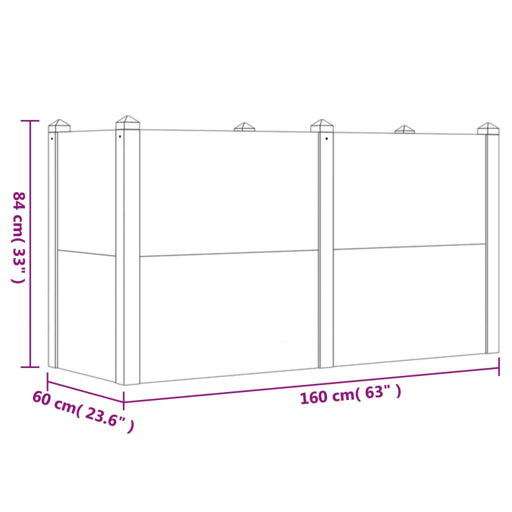 Fioriera Rialzata da Giardino 160x60x84cm Legno Massello Acacia | homemem39