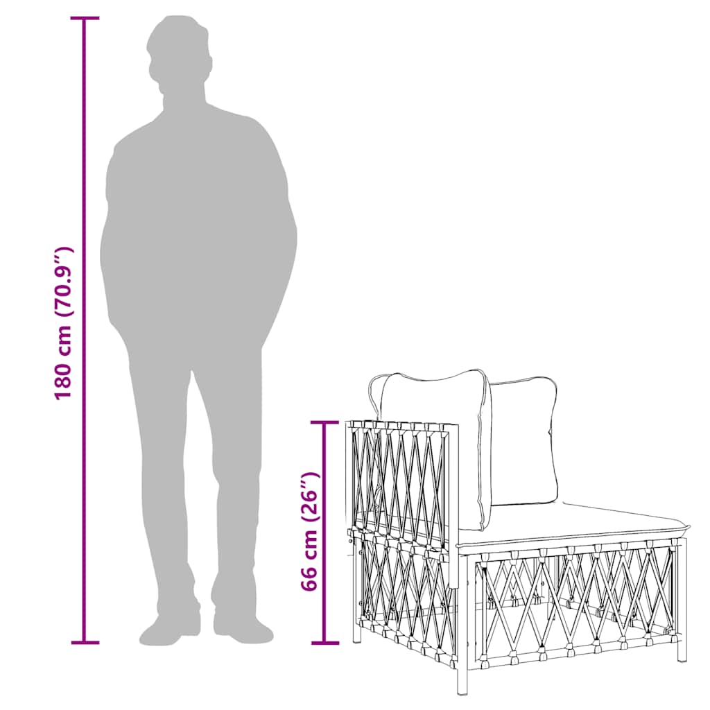 Divano Angolare Giardino con Cuscini Bianco Tessuto Intrecciato - homemem39