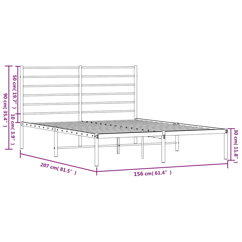 Giroletto con Testiera in Metallo Nero 150x200 cm | homemem39