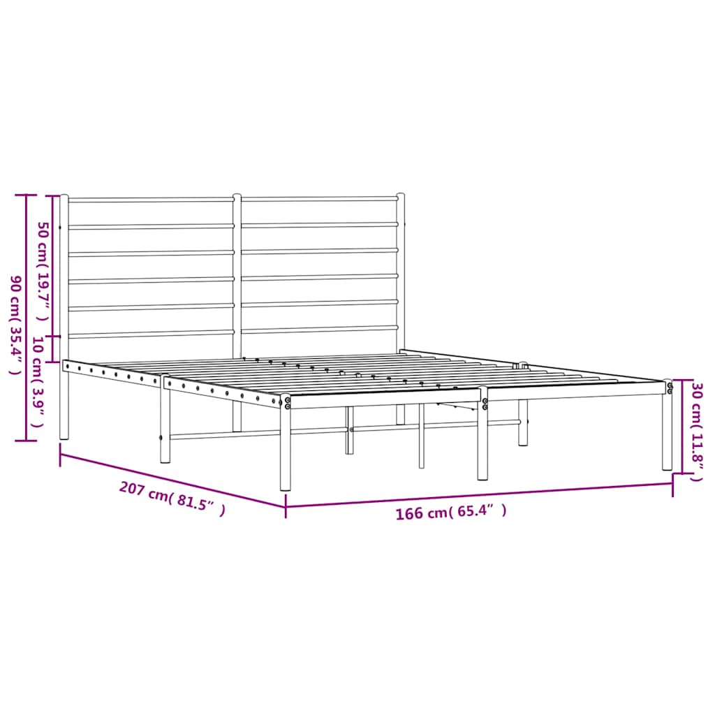 Giroletto con Testiera in Metallo Nero 160x200 cm - homemem39