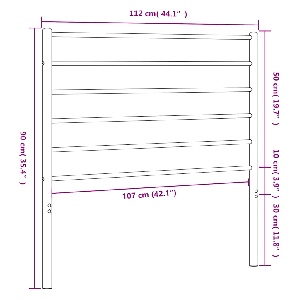 Testiera di Ricambio in Metallo Nero 107 cm | homemem39