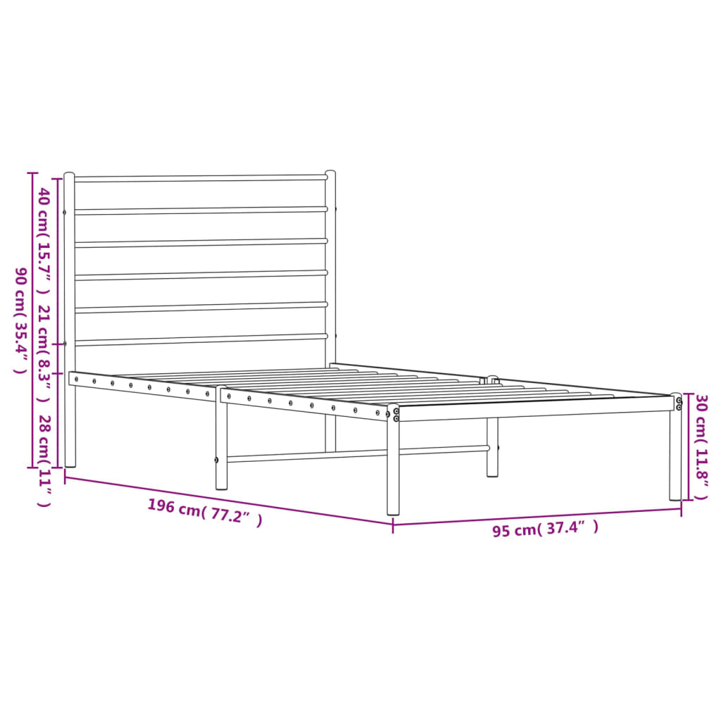 Giroletto con Testiera Metallo Bianco 90x190 cm | homemem39