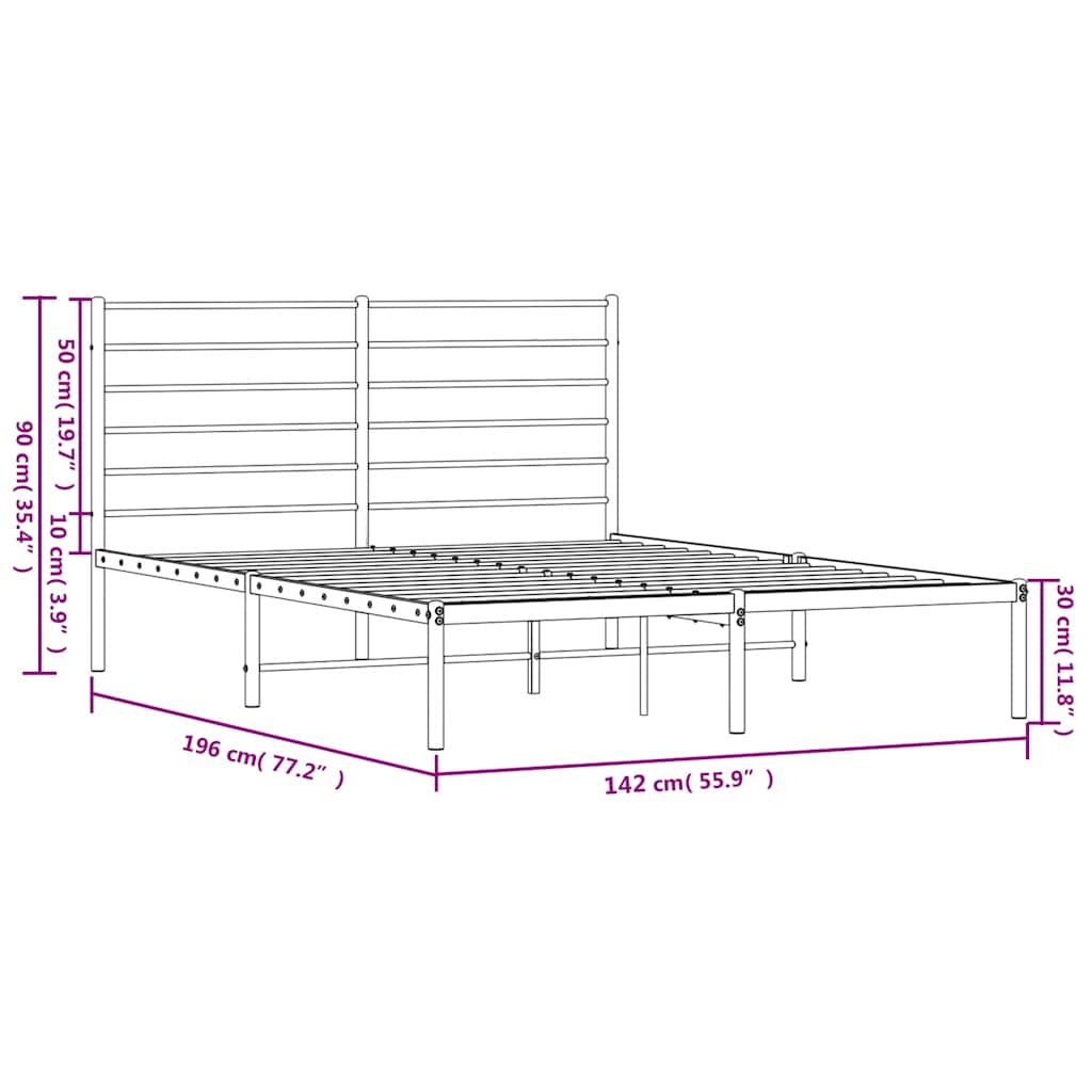 Giroletto con Testiera Metallo Bianco 135x190 cm | homemem39