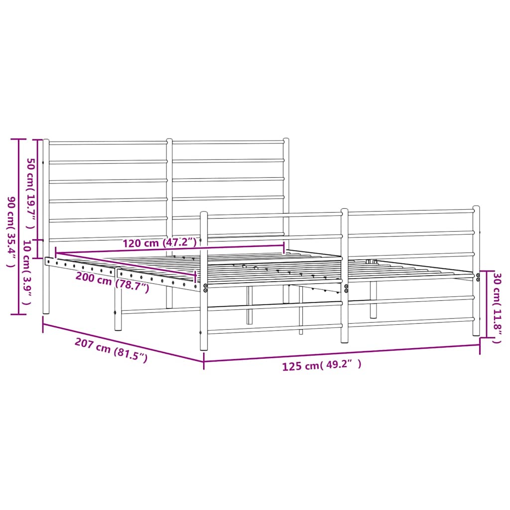 Giroletto con Testiera e Pediera Metallo Bianco 120x200 cm | homemem39
