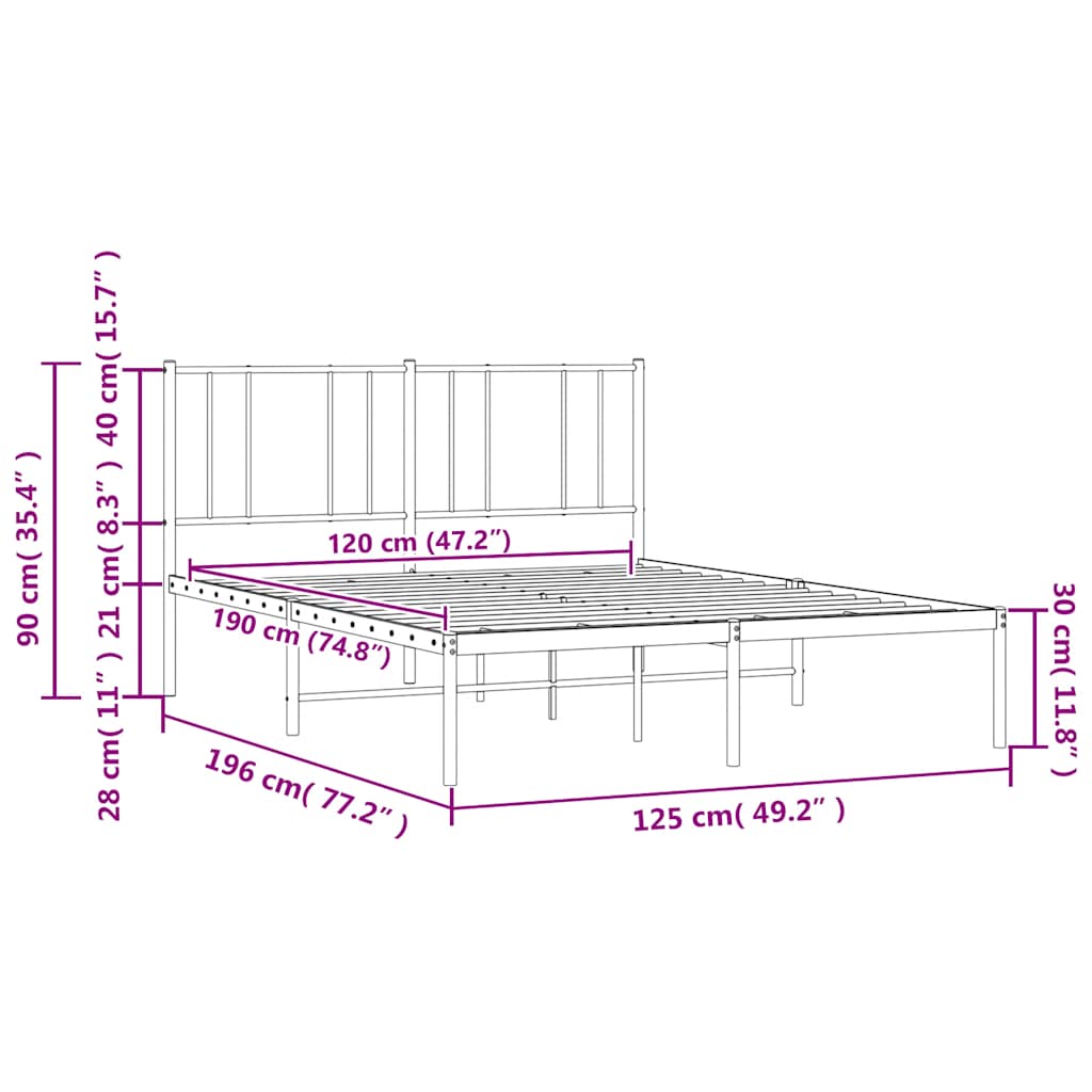 Giroletto con Testiera in Metallo Nero 120x190 cm | homemem39