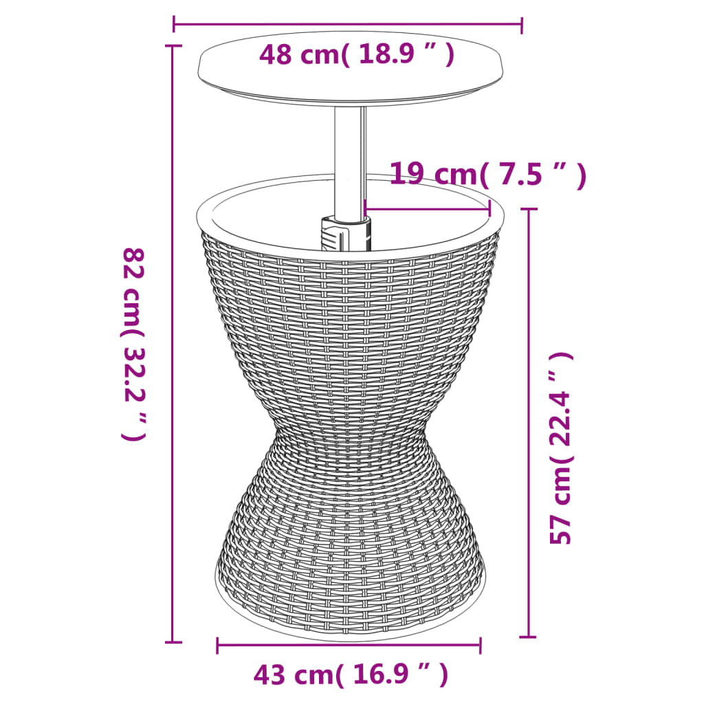 Tavolo Frigo 3 in 1 Polipropilene Marrone Chiaro