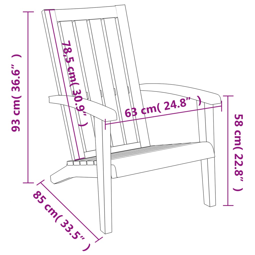 Sedie Adirondack da Giardino 2 pz in Polipropilene Nero - homemem39