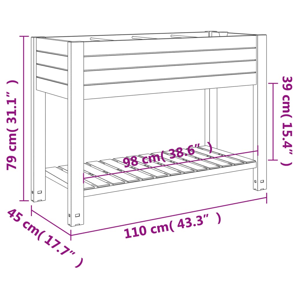 Fioriera da Giardino Marrone Chiaro 110x45x79 cm Polipropilene | homemem39