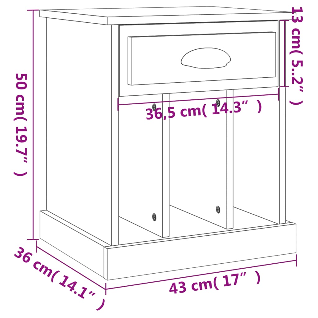 Comodini 2 pz Neri 43x36x50 cm | homemem39