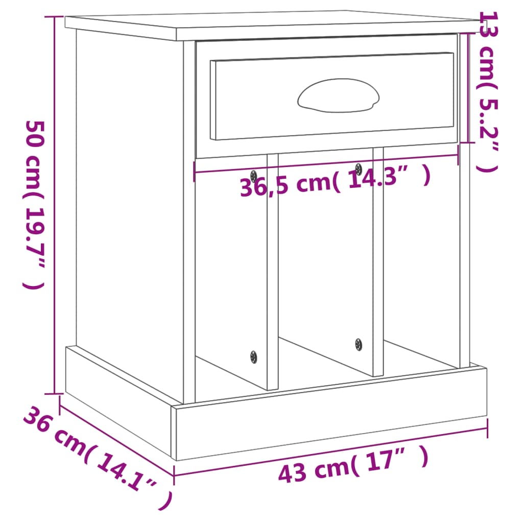 Comodini 2 pz Rovere Sonoma 43x36x50 cm | homemem39