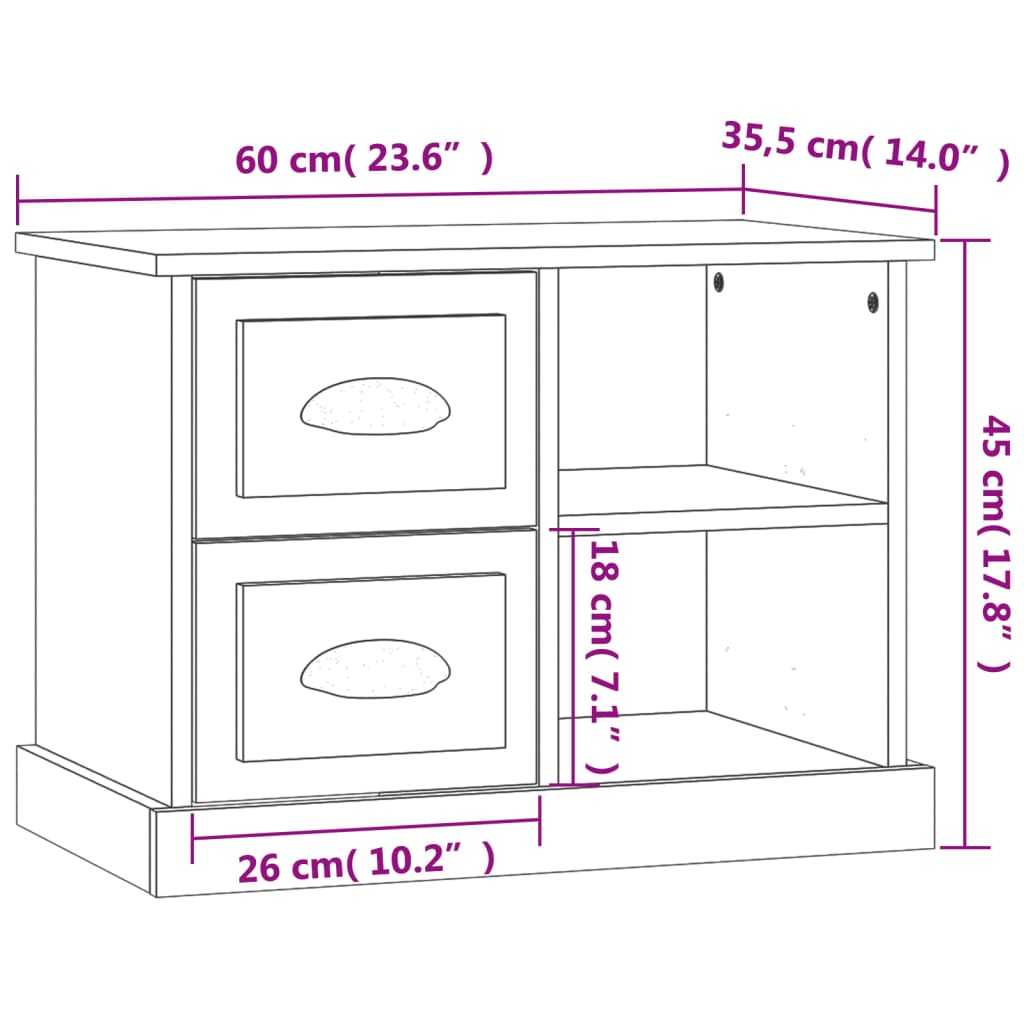 Comodino Bianco Lucido 60x35,5x45 cm | homemem39