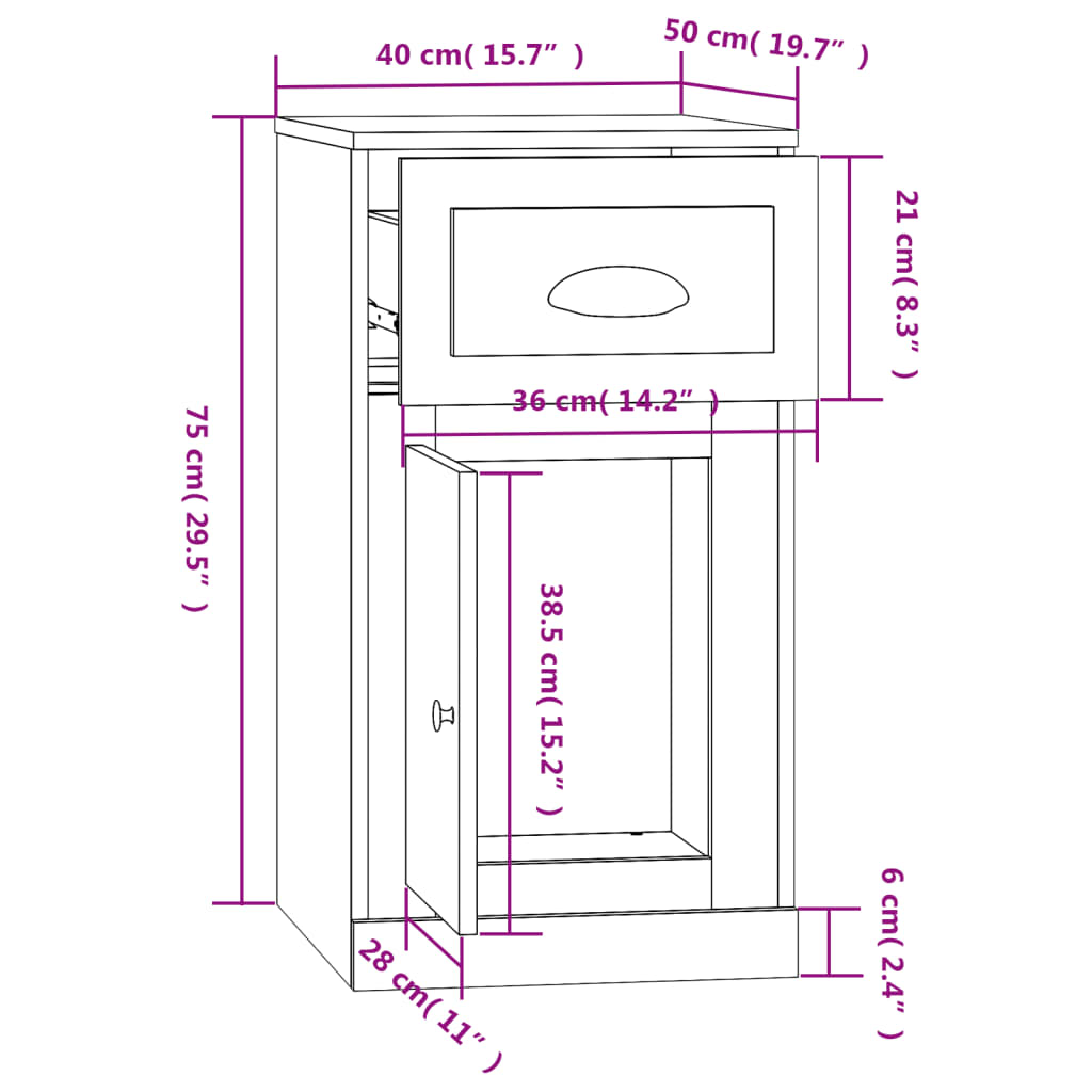 Mobiletto Cassetto Grigio Sonoma 40x50x75 cm Legno Multistrato | homemem39