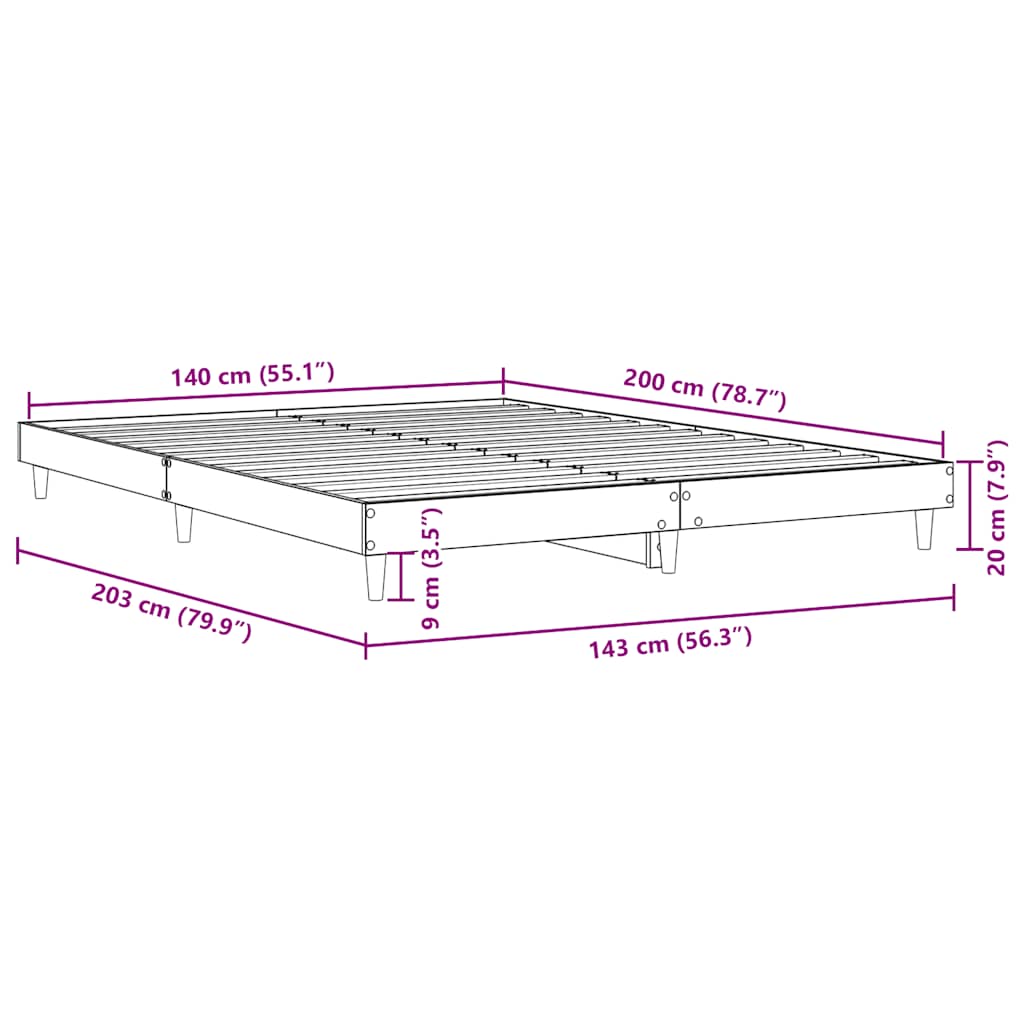 Giroletto senza Materasso Rovere Sonoma 140x200cm in Truciolato | homemem39