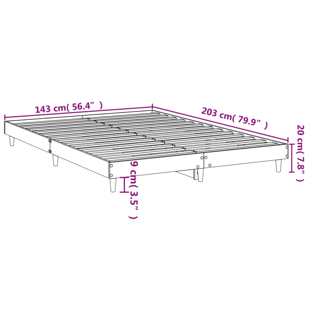Giroletto senza Materasso Rovere Fumo 140x200 cm in Truciolato