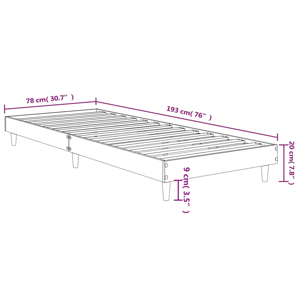 Giroletto senza Materasso Rovere Fumo 75x190 cm in Truciolato | homemem39