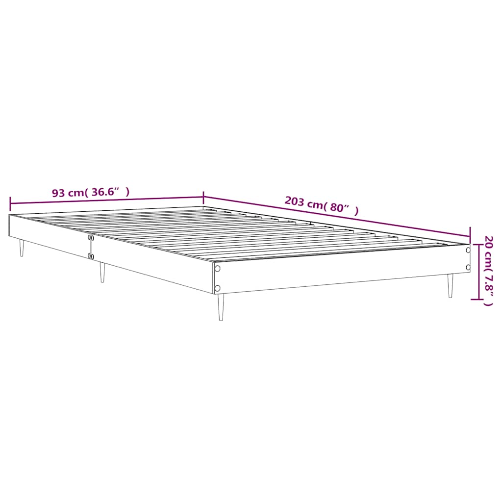 Giroletto senza Materasso Rovere Fumo 90x200 cm in Truciolato