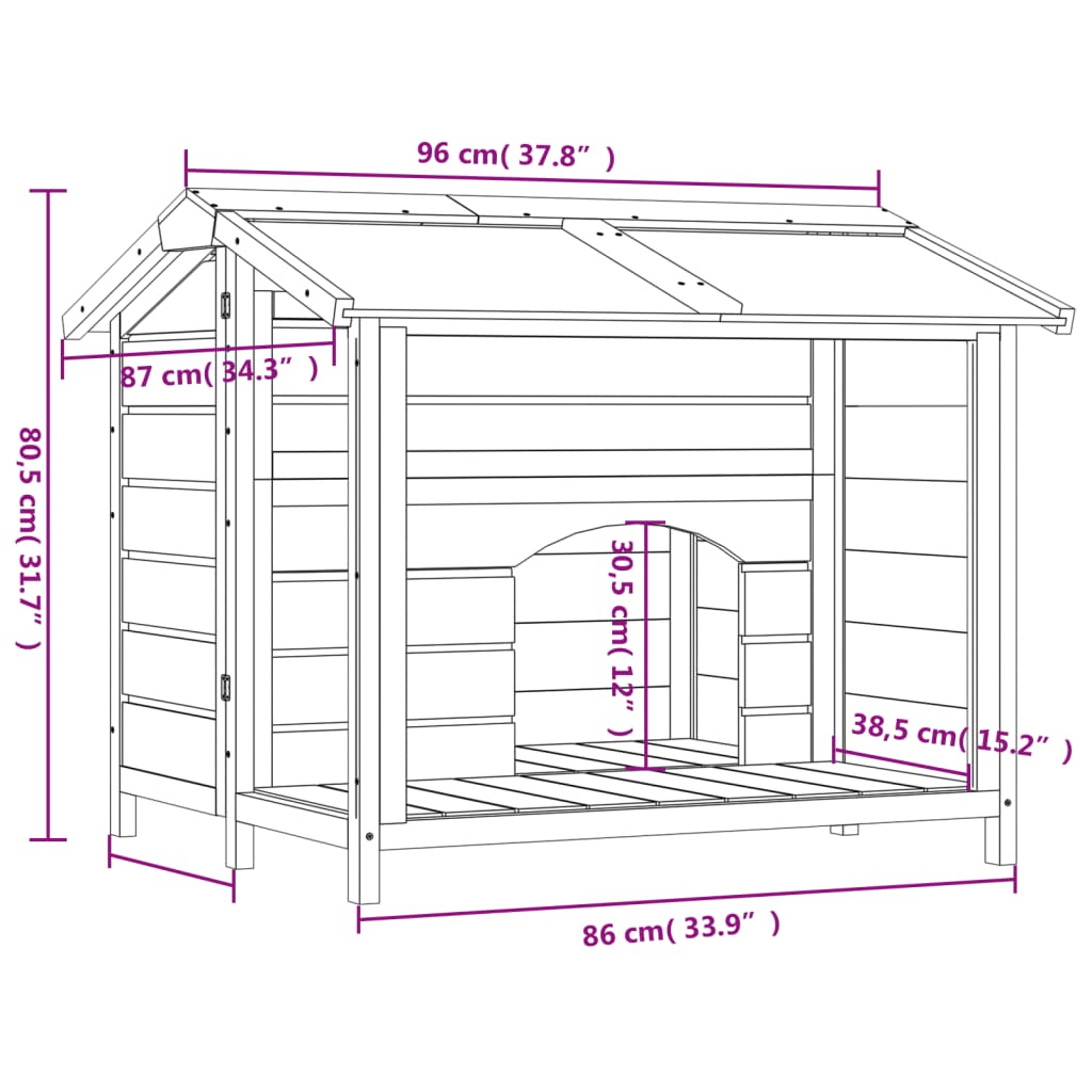 Cuccia per Cani Moka 96x87x80,5 cm in Legno Massello di Pino | homemem39