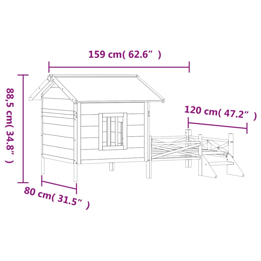 Cuccia per Cani Marrone 159x120x88,5 cm Legno Massello di Pino | homemem39