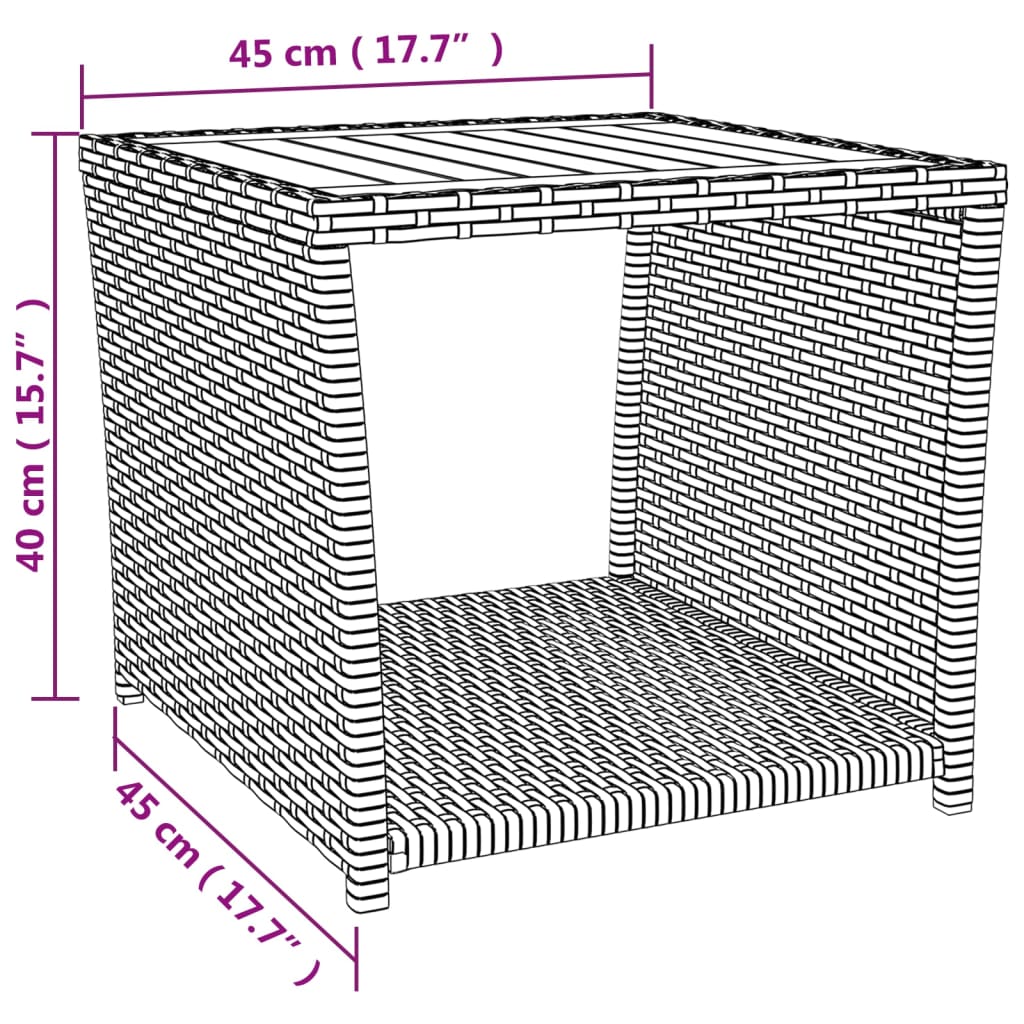 Set Mobili Giardino 3pz Nero Polyrattan e Legno Massello Acacia | homemem39