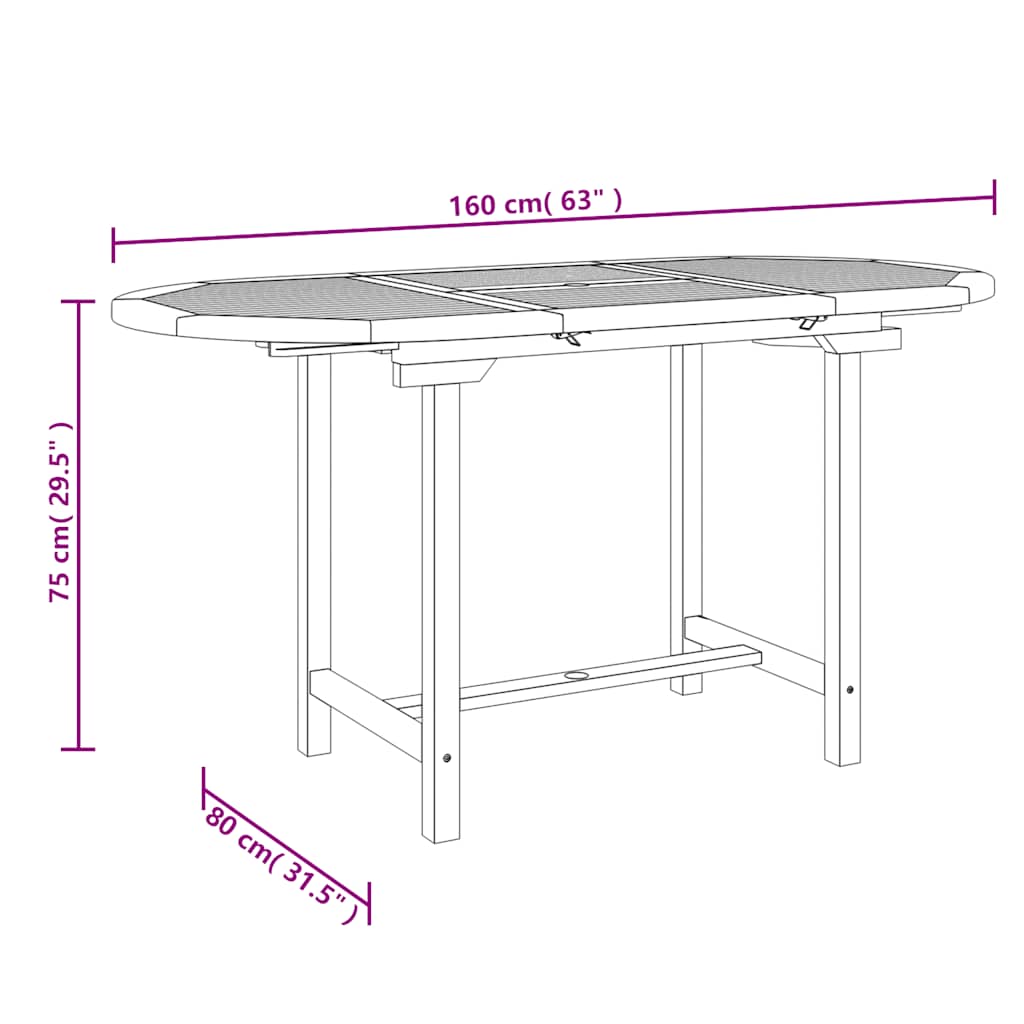 Tavolo Giardino Estensibile 110-160x80x75cm Legno Massello Teak | homemem39