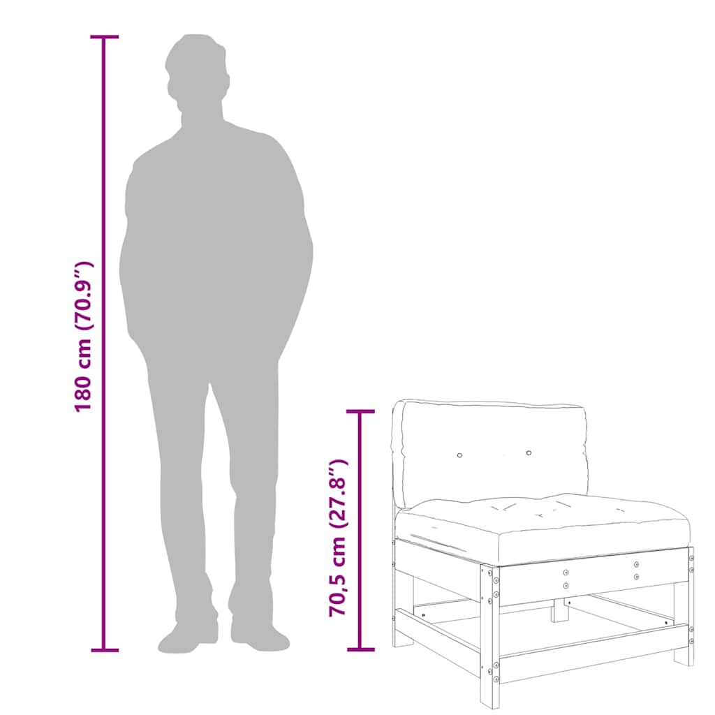 Divani Centrali con Cuscini 2pz in Legno Massello di Pino Ambra - homemem39