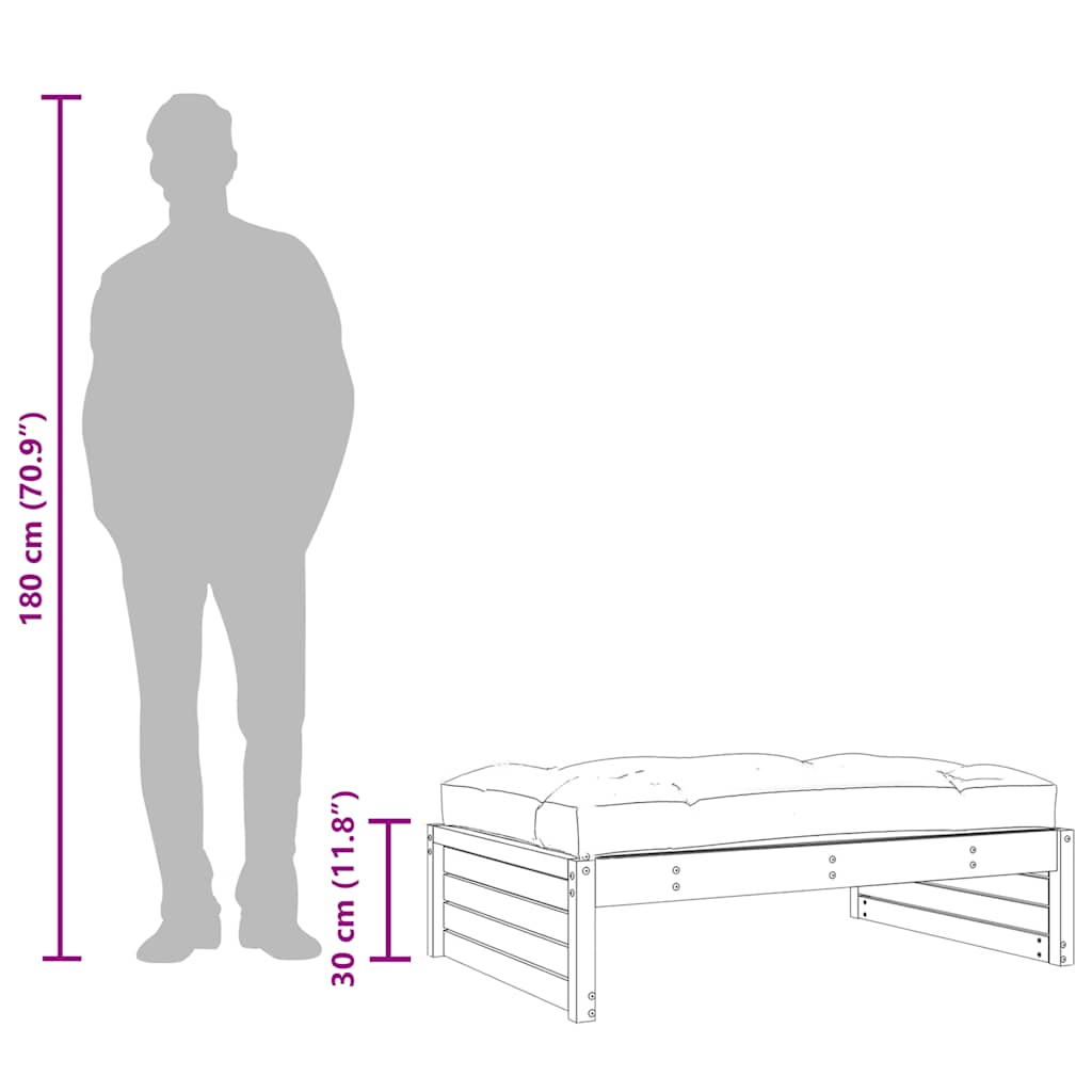 Poggiapiedi da Giardino 120x80 cm in Legno Massello di Pino