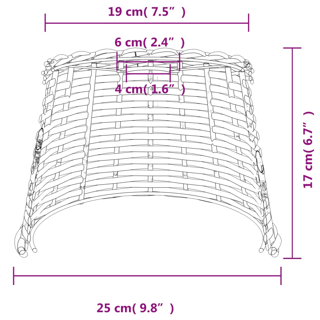 Paralume da Soffitto Marrone Ø25x17 cm in Vimini | homemem39